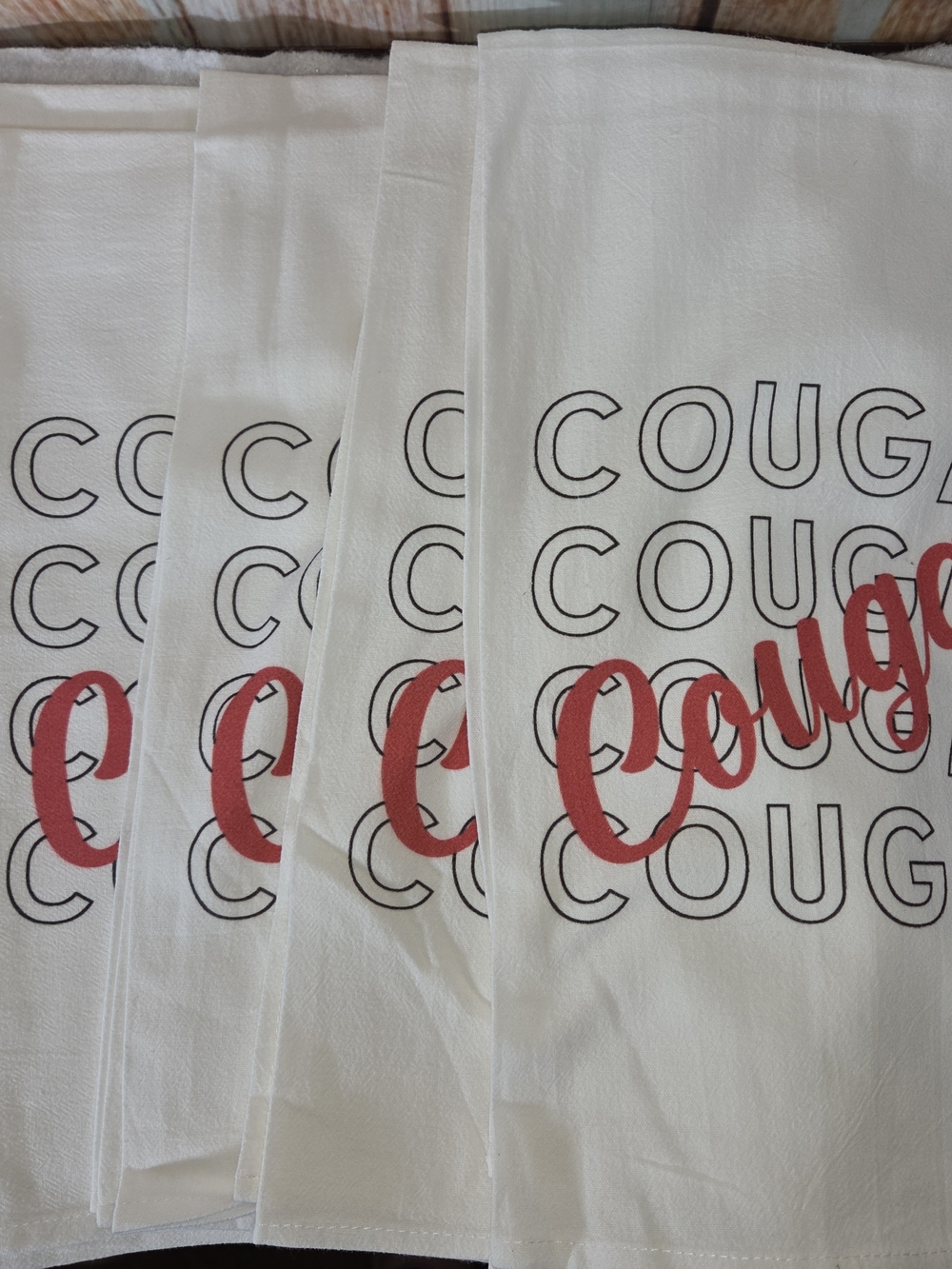 Cora & Pate Set Of 5 UH Cougars Cotton Flour Sack Towels Tea Towels Napkins